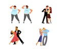 Set of dancing couples Royalty Free Stock Photo